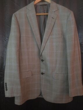 Brooks Brothers 1818 Fitzgerald Sport Coat 41R Brown Windowpane Wool/Silk Blazer